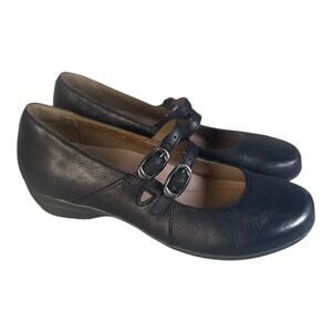 Dansko Women’s Fynn Mary Jane Black Burnished Nubuck Leather Shoes Size-39 (8.5)